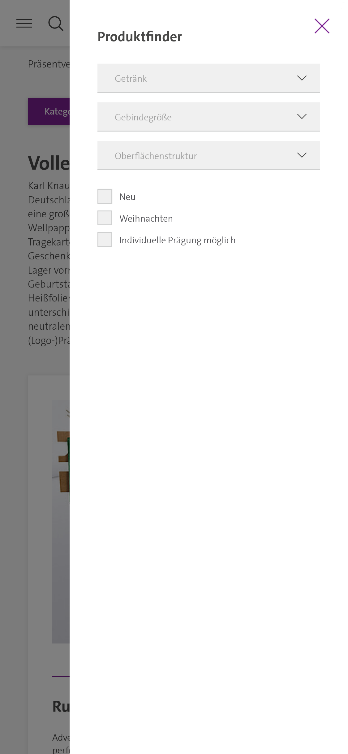 Produktfinder mobil