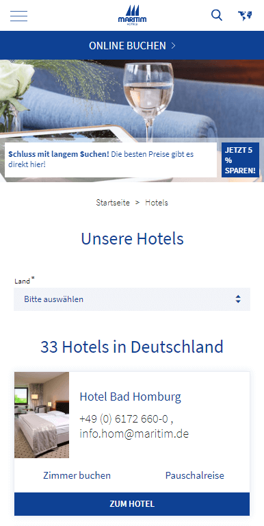 Mobile Hotelseite