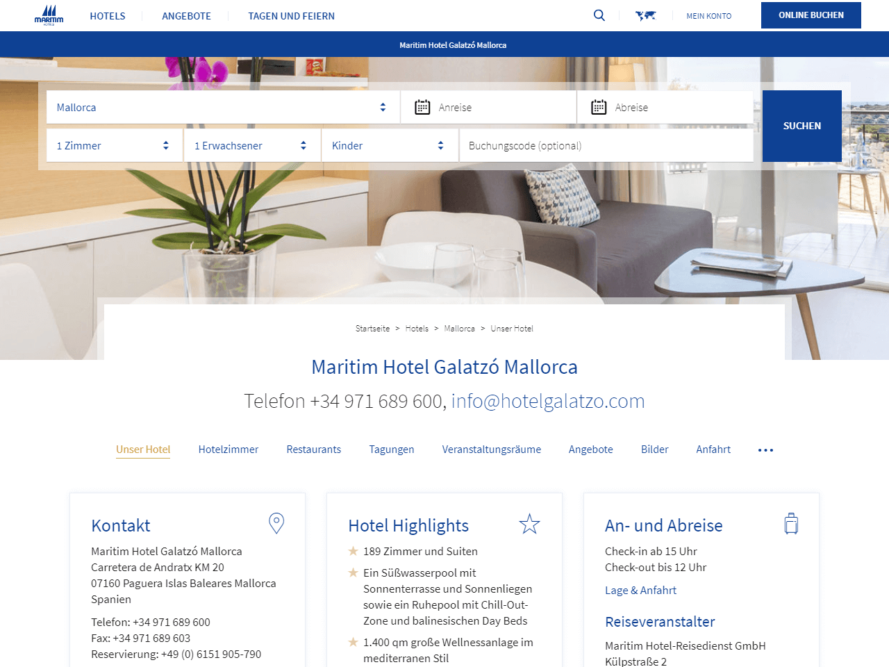Hotel Detailseite